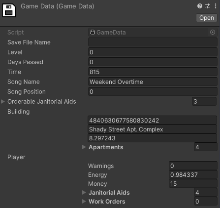 GameData ScriptableObject
